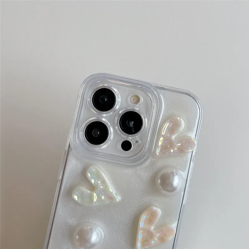 Ottwn-funda de teléfono con Graffiti Art 3D, carcasa de TPU suave con corazón de amor y perlas para iPhone 14, 13, 12, 11 Pro Max, X, XR, XS Max - imagen 5