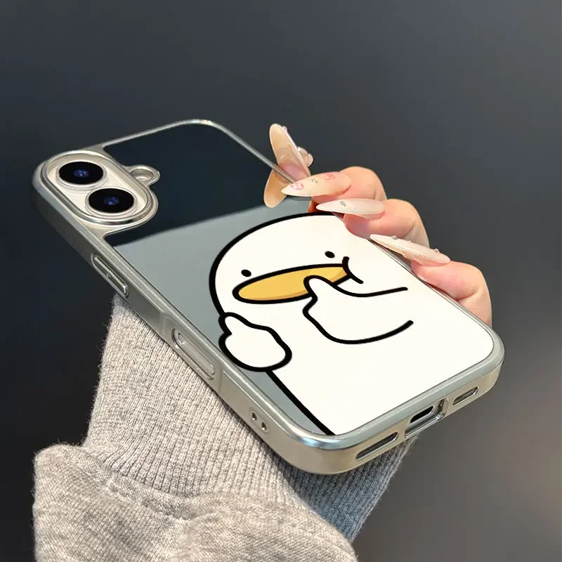 El pato que dio un pulgar hacia arriba para iPhone11/12/13/14/15/16/17 Pro Max AIR PLUS funda de teléfono con espejo epoxi TPU anticaída - imagen 3