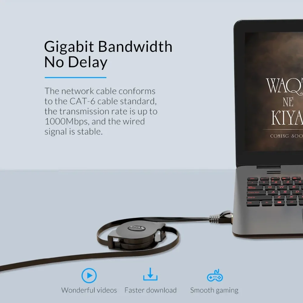 ORICO-Cable de red Gigabit retráctil para ordenador portátil, Cable de red Ethernet LAN, enrutador, 1000Mbps, 2M - imagen 2