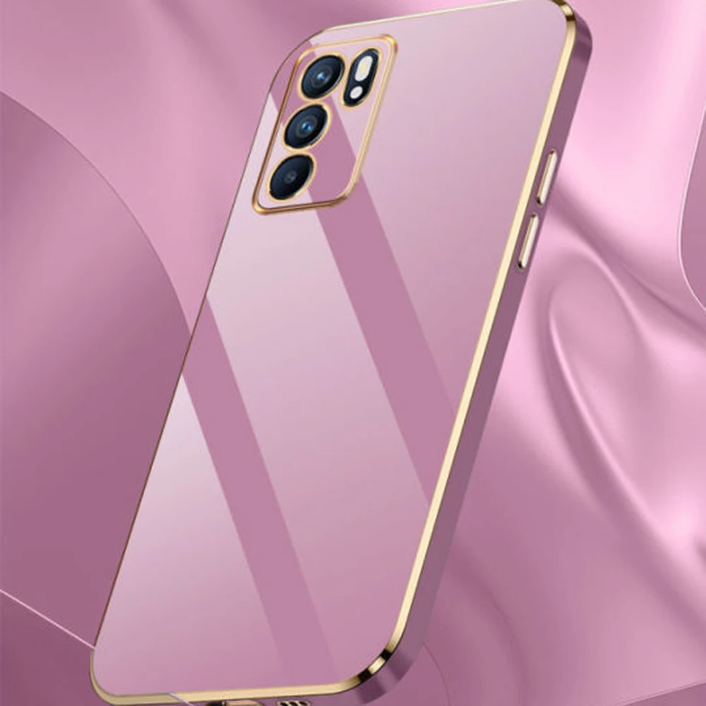Funda de silicona a prueba de golpes para Oppo Reno 6 5G, cubierta trasera de lujo con revestimiento cuadrado, 4G, 5g, CPH2251, CPH2235 - imagen 2