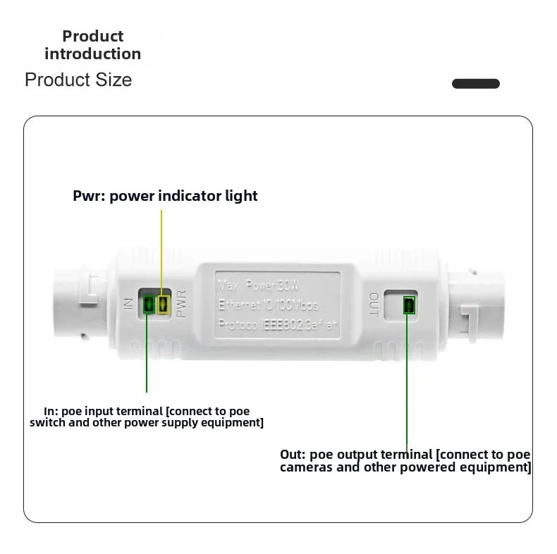Extensor/repetidor Gigabit POE, extensión impermeable, adaptador de inyector POE IEEE802.3at/af Plug & Play para interruptor PoE, cámara IP NVR - imagen 5