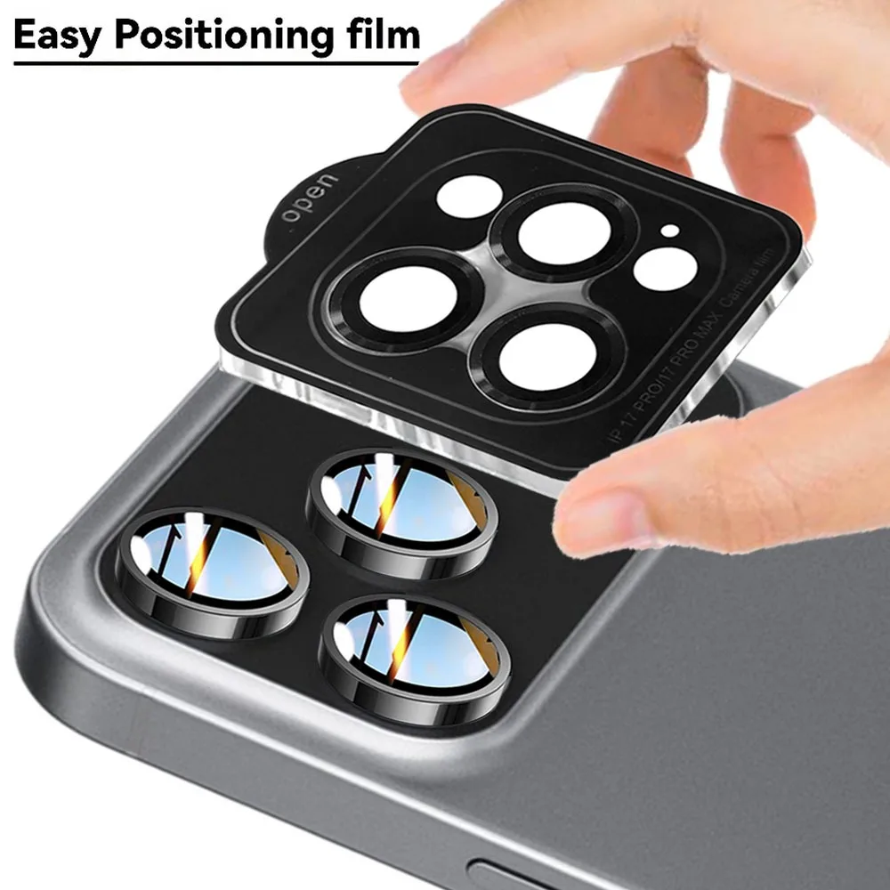Pour iPhone 17 Pro Max Air anneau métallique caméra Len protecteur anti-rayures HD caméra lentille de protection verre trempé pour iPhone 17Air - imagen 4