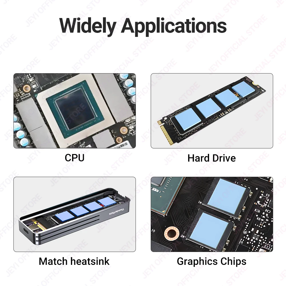 JEYI Paquete de 6/8 almohadillas térmicas de silicona de 100x100mm, conductividad resistente al calor 6,0 W/mK para disipador de calor de ordenador portátil CPU GPU IC LED enfriador - imagen 4