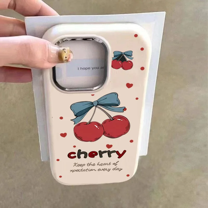 Funda para Realme C53 C63 C67 C51 C55 C35 C20 C11 C2021 C21Y C25Y 8 9 12 11 12 13 Pro Plus 5G lindo lazo de cereza cubierta de lente de lujo - imagen 4