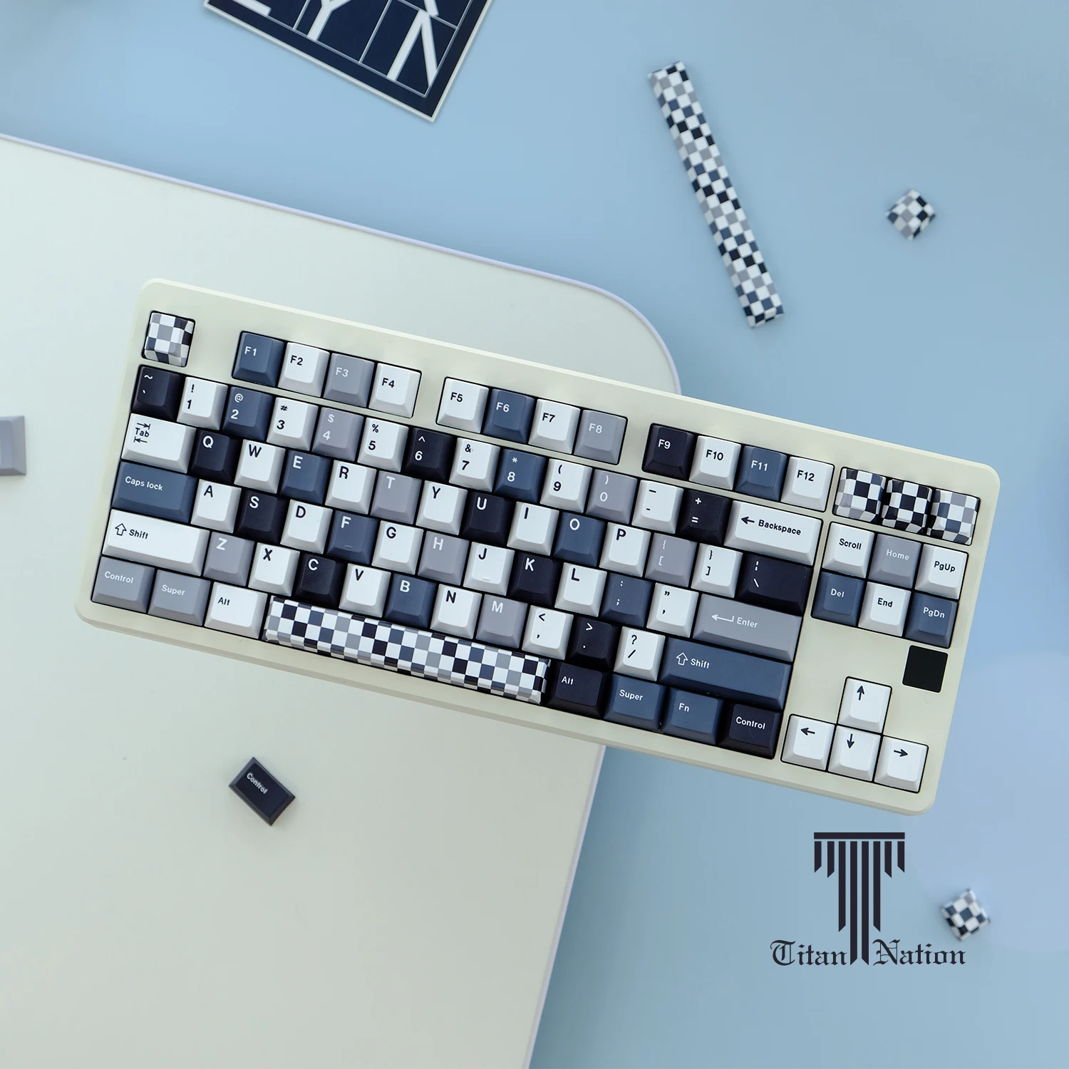 Teclas de sublimación de tinte PBT para teclado mecánico GX87 Crush80 Rainy75 Hi75, tema de mosaico de reproducción, 134 teclas, perfil de cereza - imagen 3