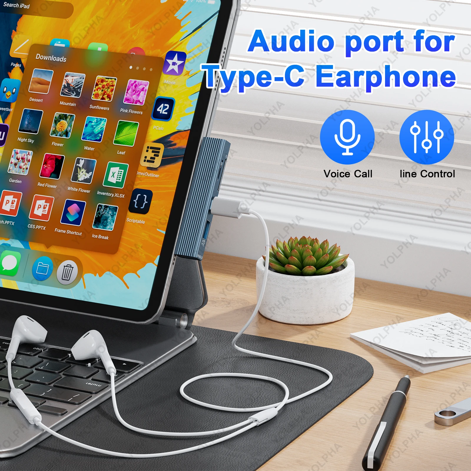 Portátil USB HUB SD lector de tarjetas TF USBC a tarjeta de memoria Micro SD adaptador OTG conector de Audio tipo C adaptador de auriculares para Macbook Matebook - imagen 2