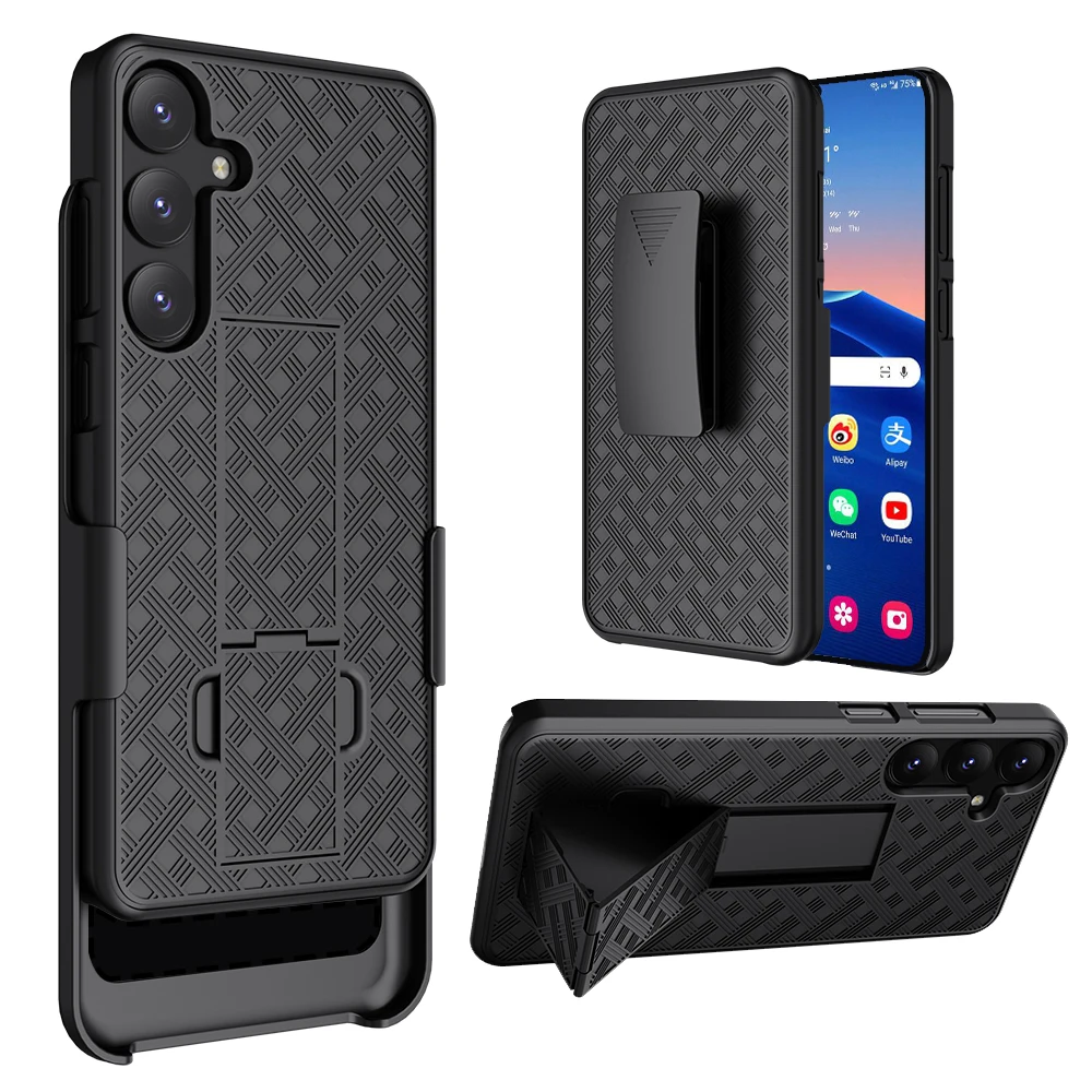 Combo Shell funda con Clip para cinturón funda armadura funda de teléfono para IPhone 15 14 13 12 Mini 11 16 17 Air Plus PRO MAX armadura con soporte - imagen 3