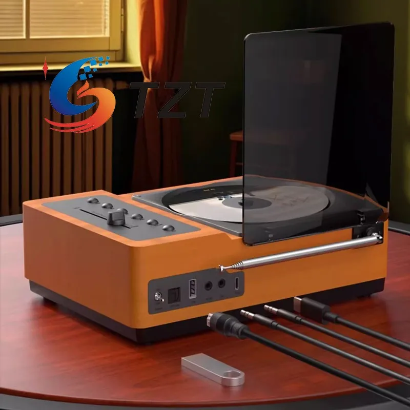 TZT THINKYA Wood-color R02 Retro CD Player 2x1.5W Stereo FM Bi-directional Bluetooth5.0 HiFi Audio Integrated Album Player - imagen 5
