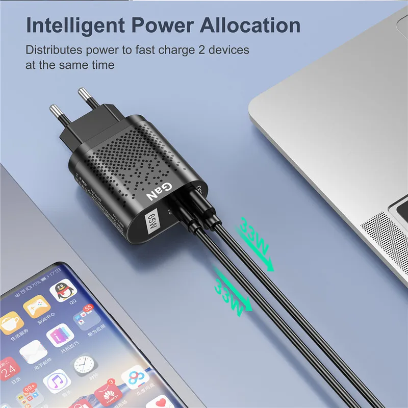USLION-cargador GaN de 65W, enchufes USB C PD KR, carga rápida, cargador GaN para teléfono, carga rápida tipo C para IPhone, especificación coreana - imagen 4