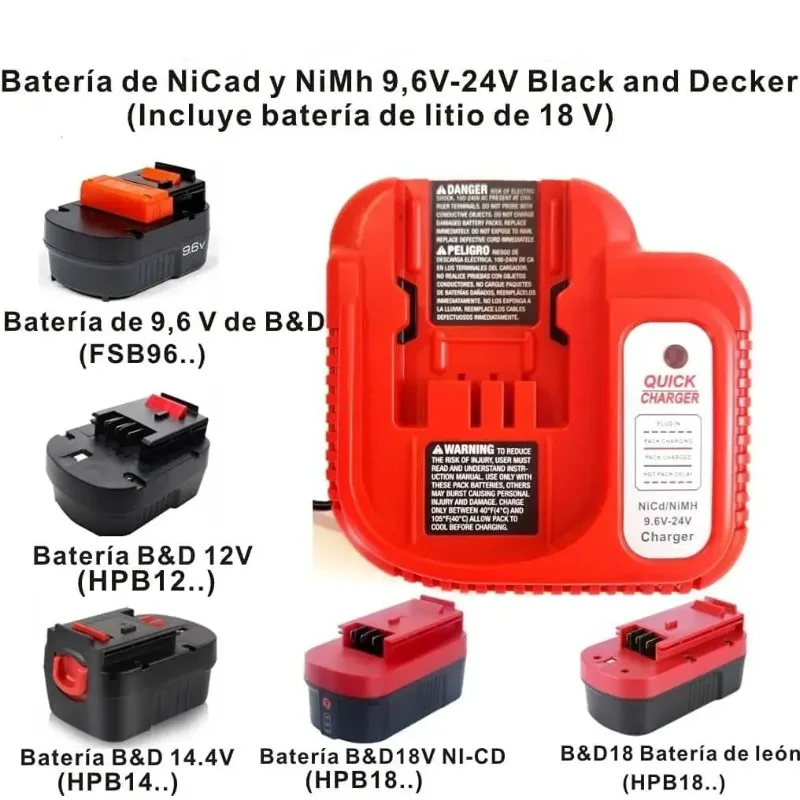 Cargador de batería rápido de alta calidad BDFC240 adecuado para herramienta eléctrica de batería de níquel Black & Decker multivoltios 9,6 V-24V NICD/NIMH - imagen 3