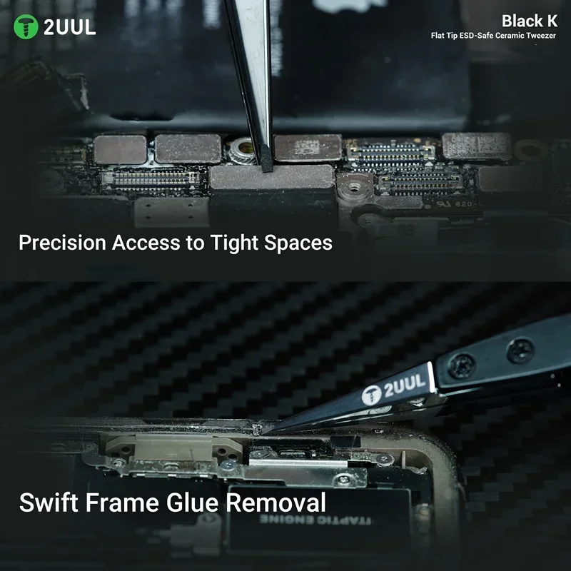 Pinzas de cerámica 2UUL TW32 ESD para mantenimiento de teléfonos móviles, marco rápido de alta precisión, eliminación de pegamento, puntas planas, pinzas de sujeción - imagen 3