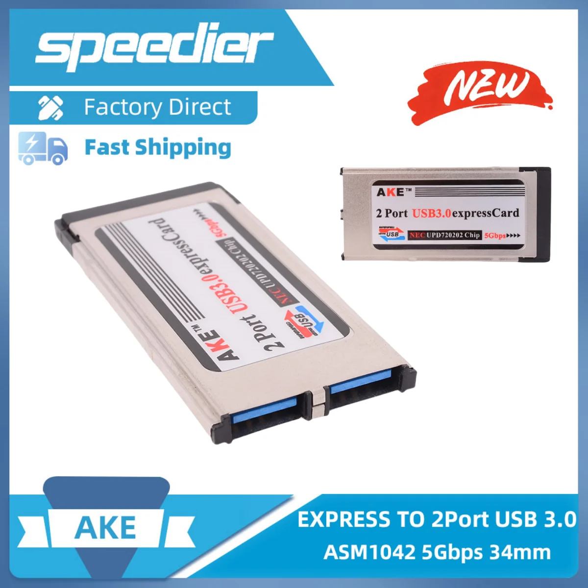 Tarjeta de expansión USB3.0, tarjeta PCI Express a USB 3,0, adaptador de 2 puertos, convertidor de tarjeta Express de 34mm para ordenador portátil y Notebook
