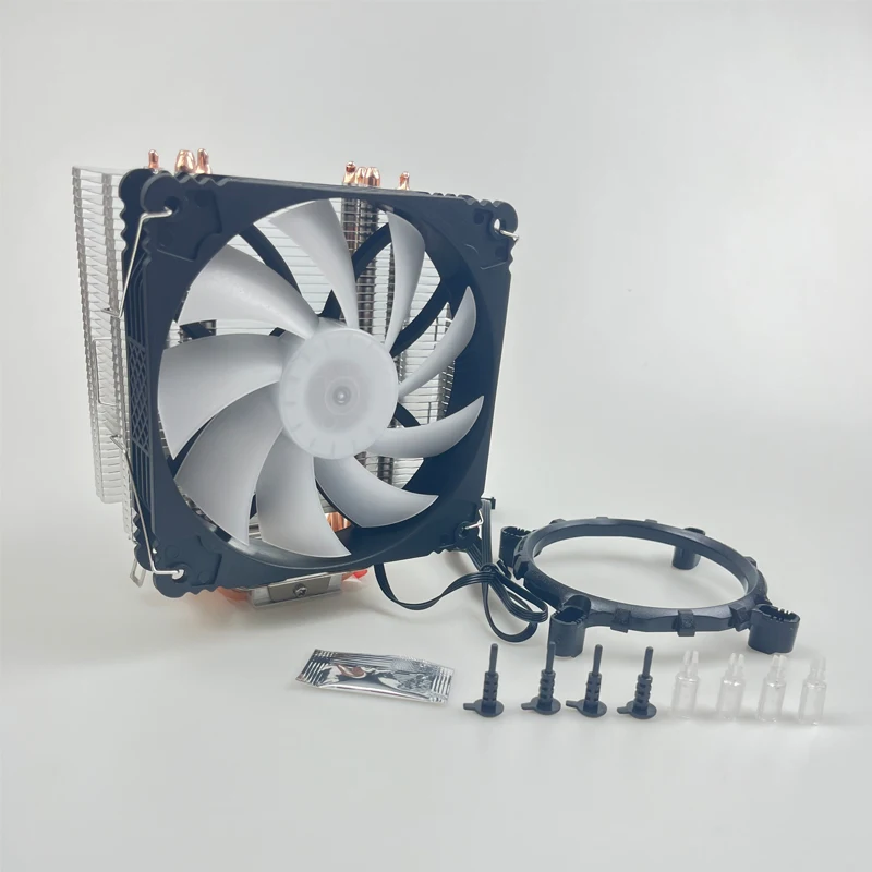 COOLLEO-Radiador de 4 tubos de calor, Enfriador de CPU de 160W, 4 pines, PWM1600 RPM, ventilador de refrigeración para LGA1700, LGA115X, LAG1366, regala pasta térmica