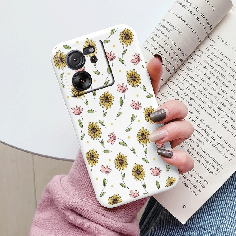 Funda de silicona suave para Xiaomi 13T Pro, carcasa de TPU con patrón de flores y dibujos animados, Protección trasera - imagen 4