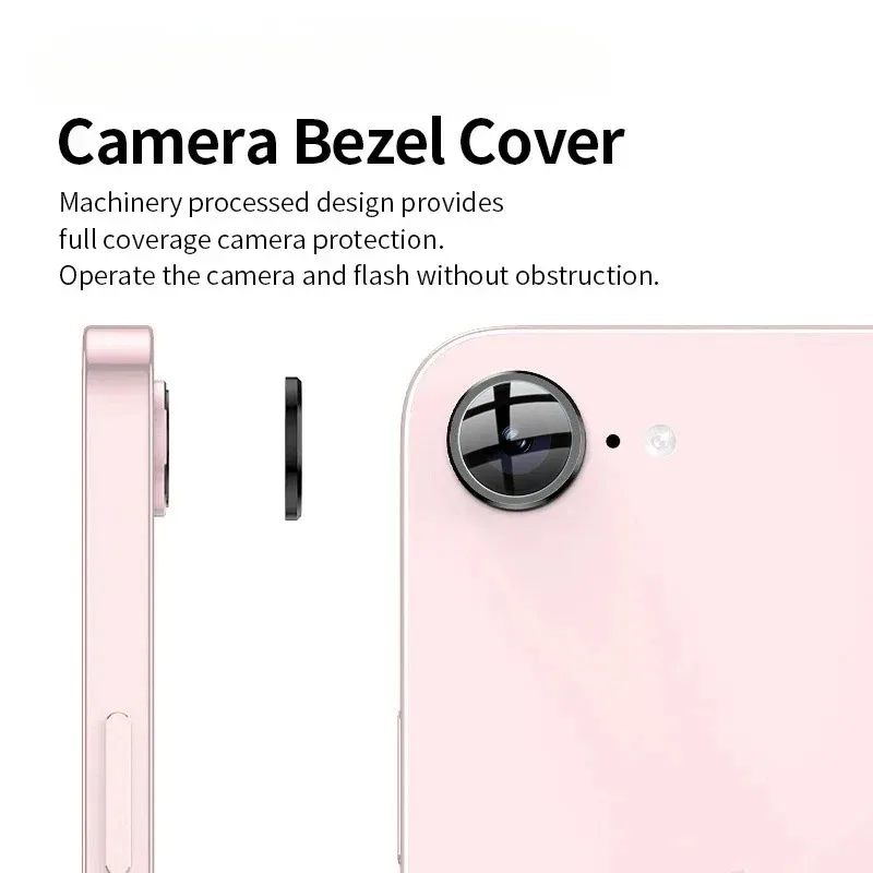 Protector de cámara de Metal para IPhone 16E 2025, funda con anillo para lente de cámara + vidrio templado para IPhone16E 16 E 16e 2025, Protector de lente trasera - imagen 5