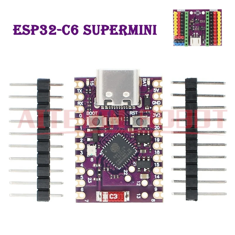 Placa de desarrollo ESP32-C6 SuperMini, controlador de aprendizaje de programación MCU, placa central