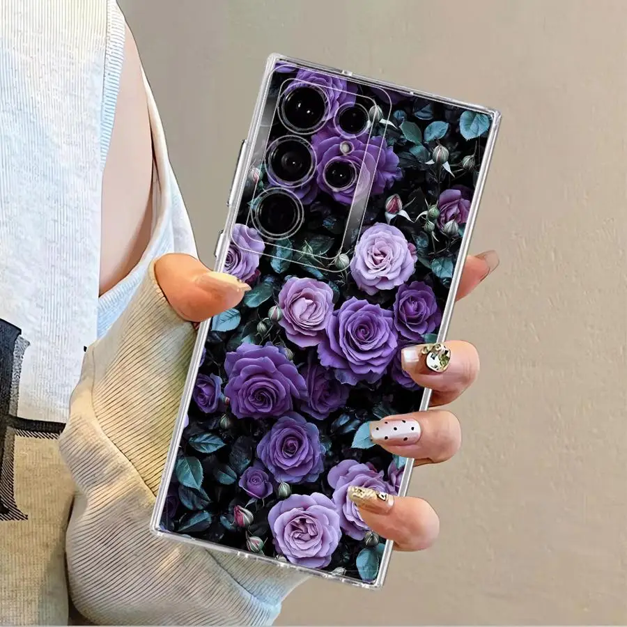 Funda suave transparente con hermosas flores para Samsung Galaxy S10 Plus S22 S25 Ultra S24 FE S21 Note 10 20 Ultra S20 S23 - imagen 4