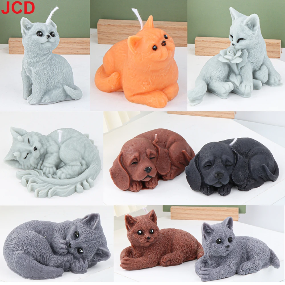 Molde de vela de silicona para mascotas, forma de gato, perro, zorro, jabón de yeso de aromaterapia, Chocolate, Fondant, molde para hornear, regalos de decoración del hogar