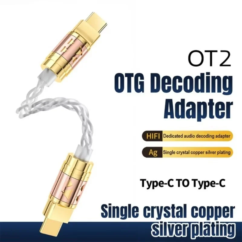 Convertidores de Audio de Cable USB tipo C decodificación OTG, adaptador de auriculares Chapado en plata y cobre de un solo cristal de 4 núcleos, convertidor USBC - imagen 2