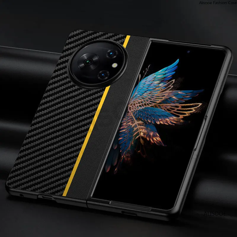 Funda plegable para Tecno Phantom V, cubierta trasera de cuero PU con textura de fibra de carbono, a prueba de golpes, protección 5G - imagen 3