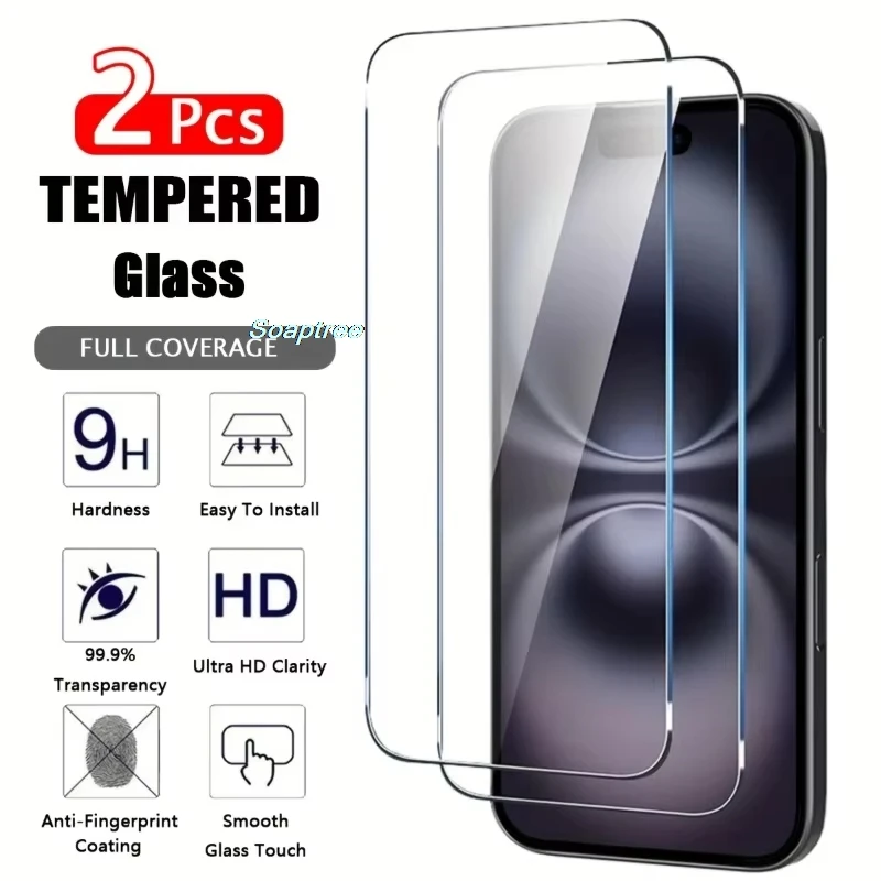 1-2 uds vidrio Protector para iPhone 17 Pro MAX 16 15 14 13 12 Mini 11 Air XS 6 7 8 Plus 16e Protector de pantalla película de vidrio templado