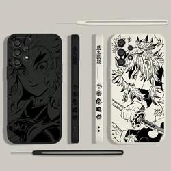 Funda de teléfono Rengoku Kyoujurou Demon Slayer para Samsung A73 A53 A33 A52 A32 A71 A51 A21S A50 A30 5G Funda de cuerda izquierda líquida