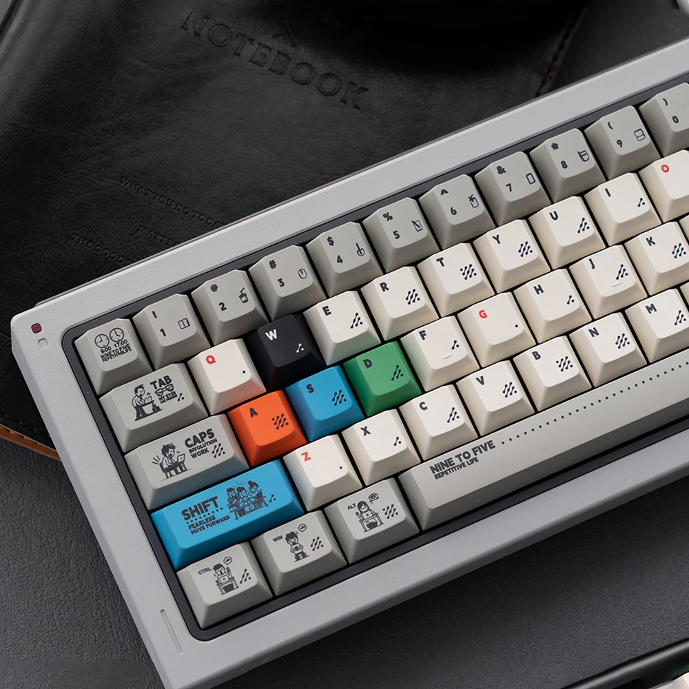 Teclas PBT de color gris Retro, perfil de cereza sublimado de cinco lados, juego grande de teclas para teclado mecánico MX Switch 60/84/98/108 - imagen 5