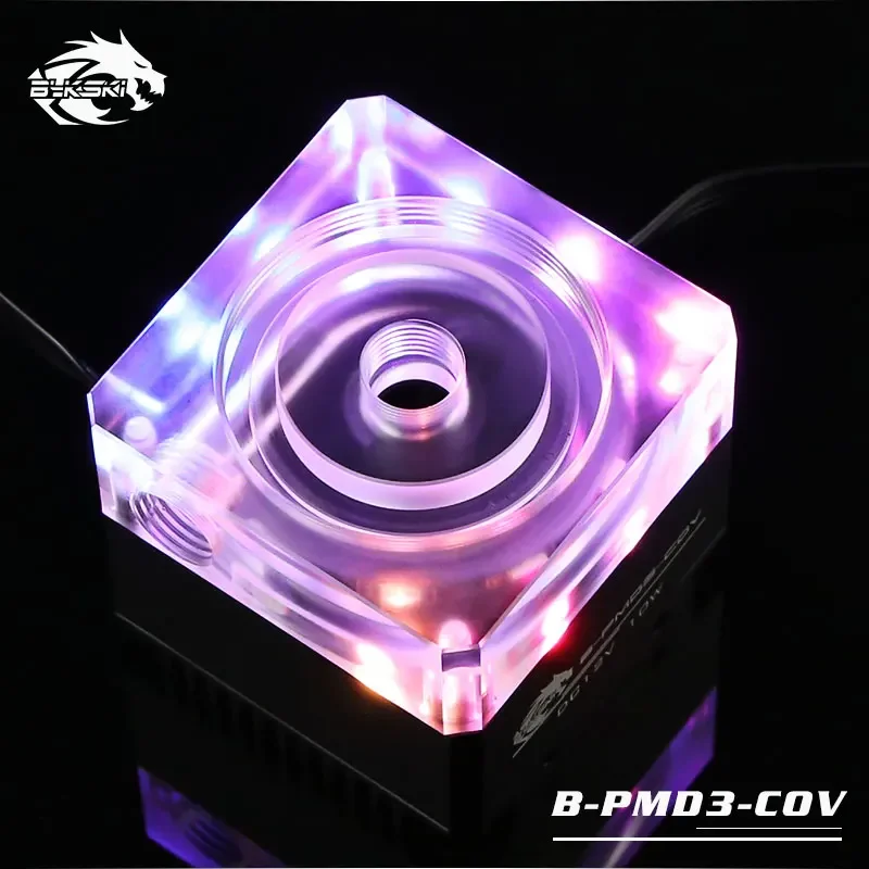 Bykski-bomba DDC 12V 10W, elevador de flujo máximo, 6 metros, 600L/H, tamaño del radiador 62x62x58mm, soporte Combo de depósito/5V, RBW, luz de 3 pines - imagen 5