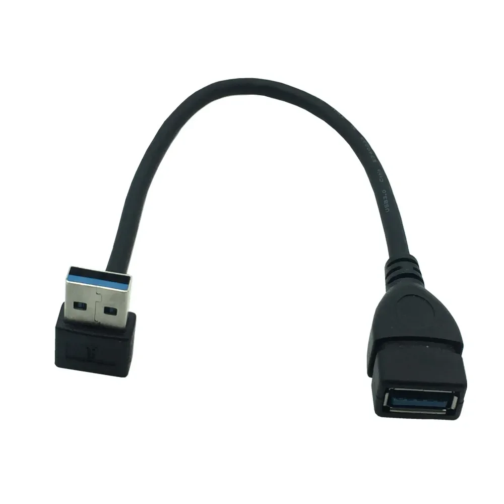 Adaptador de extensión USB 2,0 A macho A USB hembra, cable negro, 20cm, 90 grados arriba, abajo, izquierda y derecha - imagen 3