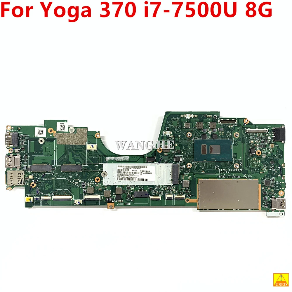 Para Lenovo ThinkPad Yoga 370 placa base para ordenador portátil CIZS3 LA-E292P con SR2ZV I7-7500U 8GB RAM 100% completamente probado