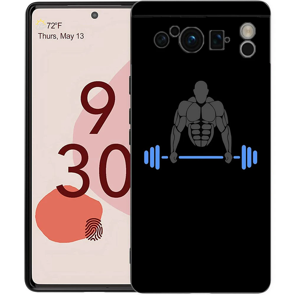 Funda de teléfono para gimnasio, Fitness, culturismo, para Google Pixel 9 8 7 6 Pro XL 8A 6A 7A 5G, funda negra de TPU suave a prueba de golpes - imagen 3