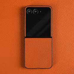 Motorola Razr 50 Ultra – Funda de Cuero Genuino con Textura Litchi