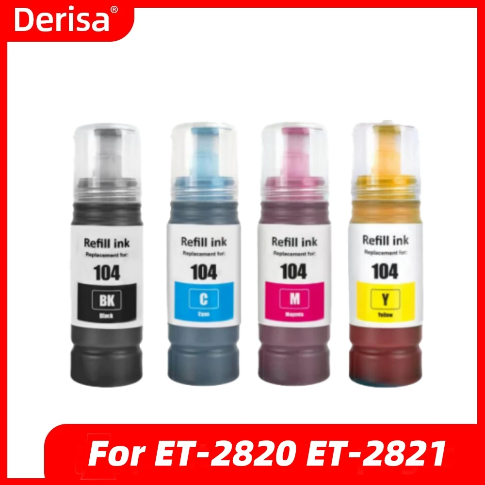 1 Juego de recarga de tinta Premium 104 para Epson Ecotank ET-1810 ET-2710 ET-2711 ET-2712 ET-2714 ET-2715 ET-2820 ET-2821 ET-2825 ET-2826