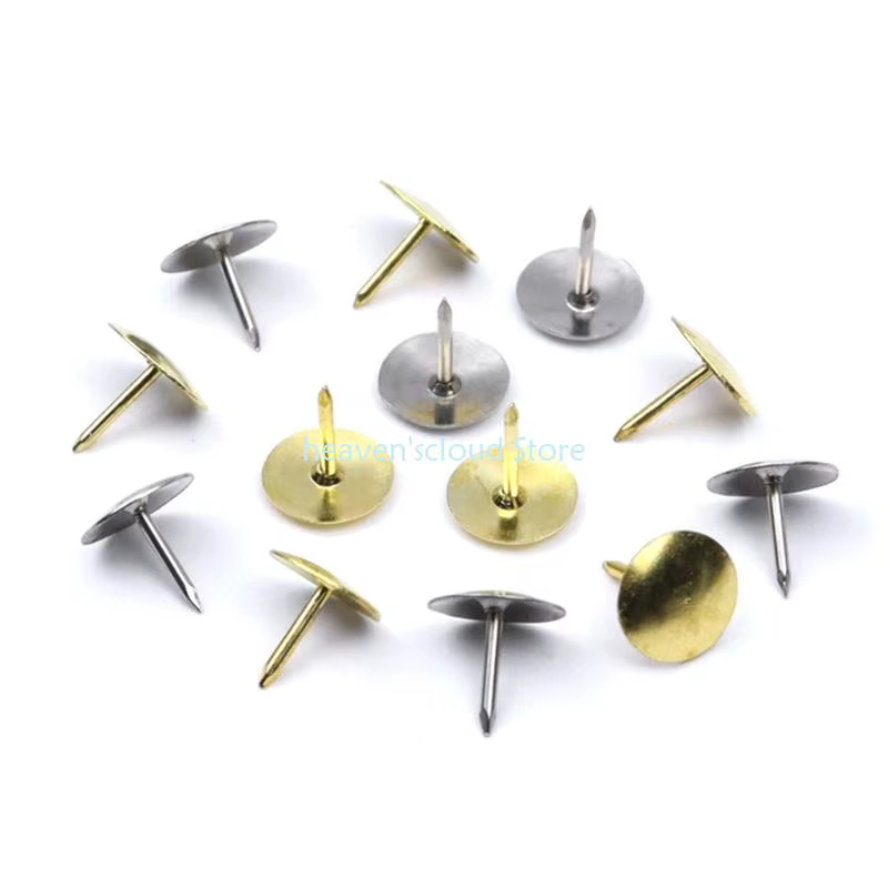 Y88B 200pcs metal redondeo metal mapa níquel plateado mapa alfiler alfiler redonde - imagen 3