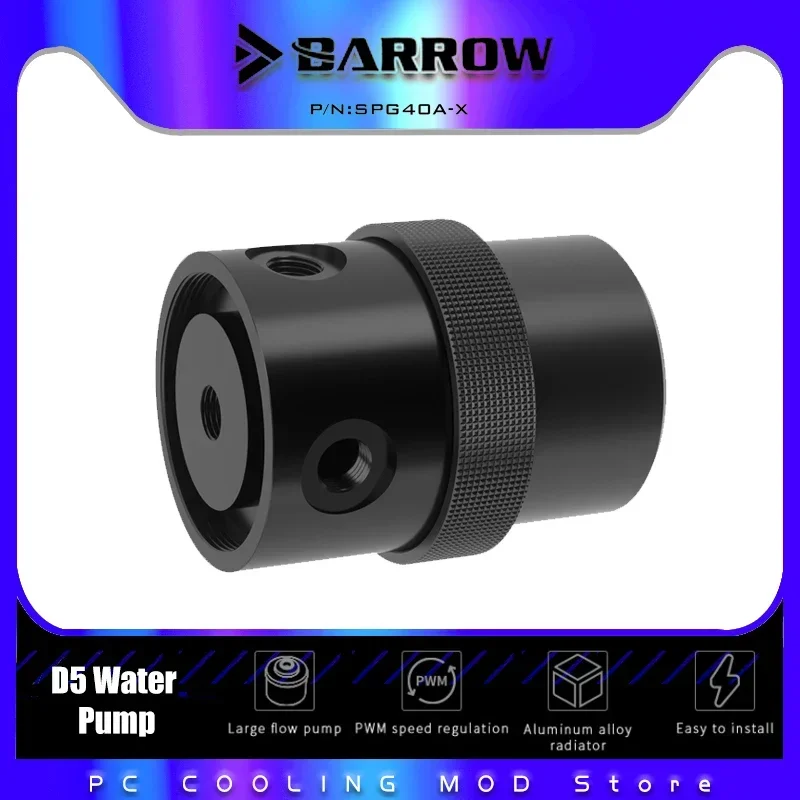 Bomba combinada de velocidad automática Barrow 18W PWM flujo máximo de 4800RPM 1260L/H Compatible con bomba D5 cubierta de Metal SPG40A-X