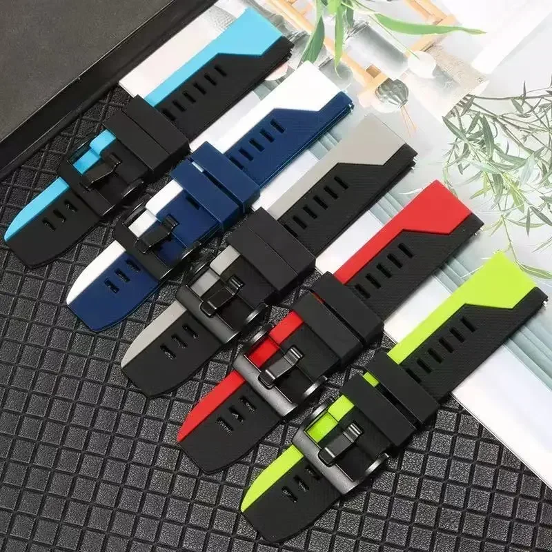 Pulsera de silicona de 22mm de ancho, correa de repuesto para reloj inteligente, accesorio para reloj, correa deportiva suave y transpirable, pulsera de moda - imagen 4