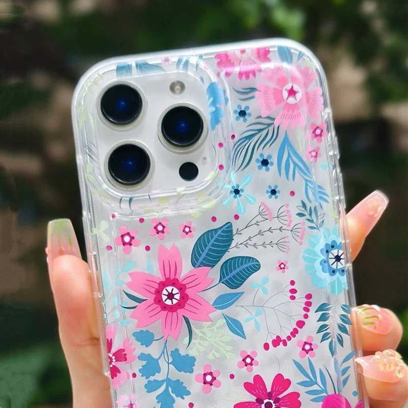 Para Samsung S25 Ultra cinco colorido Floral transparente funda de teléfono para Galaxy S24 S23 S22 Plus FE A15 A35 A55 A52 A54 A53 cubierta - imagen 4