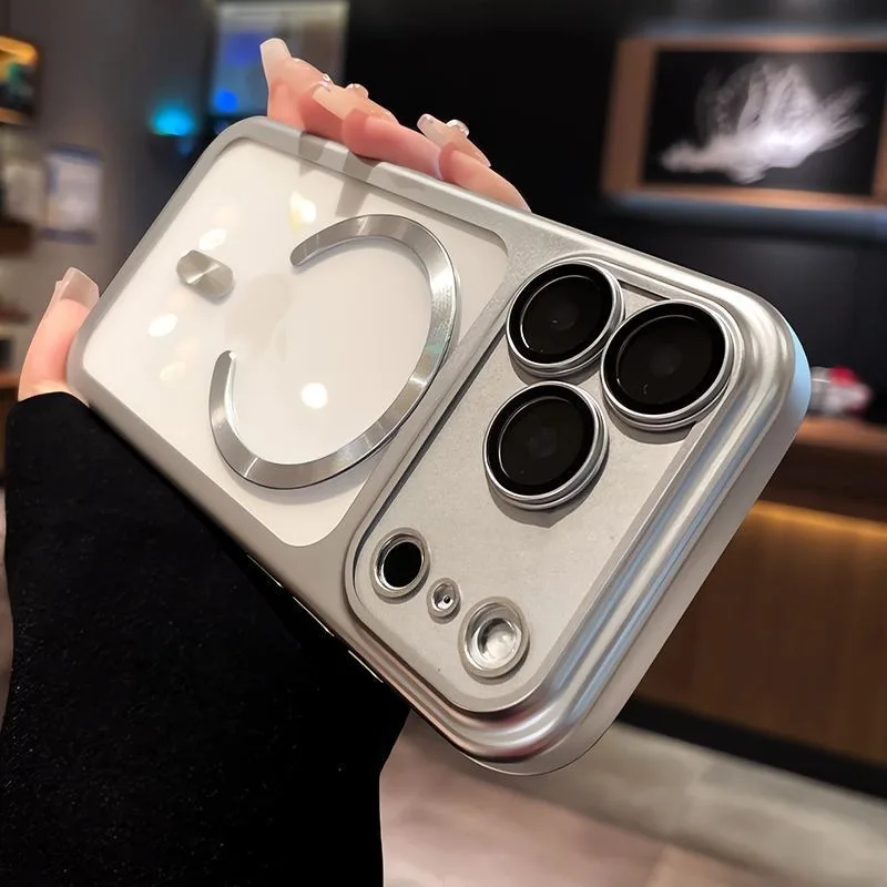 Funda de teléfono translúcida mate magnética de lujo para iPhone 17 15 16 14 13 Pro Max Air para Magsafe carga inalámbrica fundas a prueba de golpes, funda para iphone 17 pro max - imagen 2