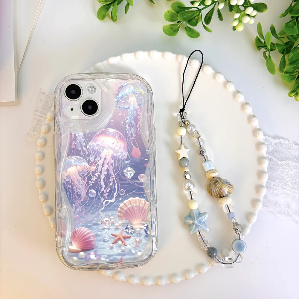 Funda de lujo con diseño de tortuga y medusas y estrellas de mar para POCO M7 X7 X6 F6 M6 X5 M4 X3 Pro M5S C75 4G 5G, fundas para teléfono con cadena de dibujos animados