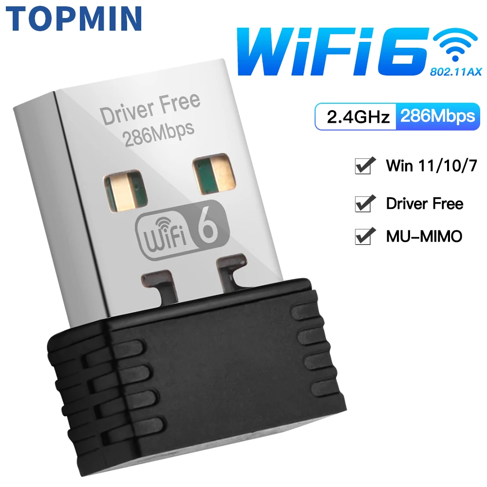 Mini USB WIFI 6 Dongle tarjeta de red 802.11ax USB 2,4 GHz Wi-Fi Lan adaptador controlador gratis para PC portátil Windows 7 10 11 - imagen 2