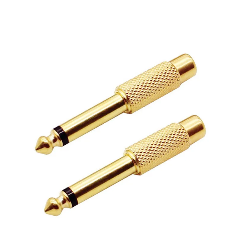 4 Uds RCA a 1/4 "adaptador de enchufe cuarto de pulgada TS 6,35 MM conector macho a RCA conectores hembra para guitarra con Cable auxiliar - imagen 3