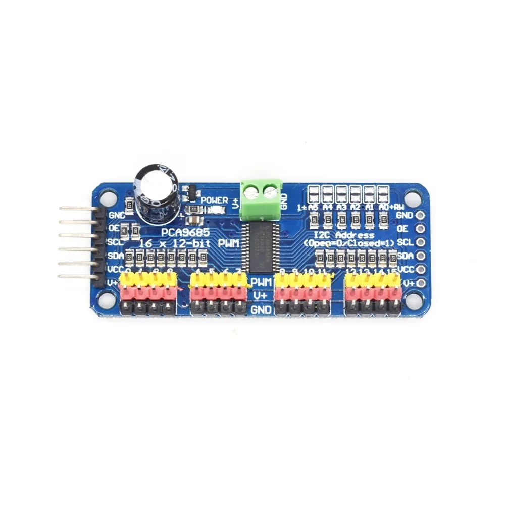 Servocontrolador PWM de 16 canales y 12 bits, interfaz I2C, PCA9685 para Arduino, Raspberry Pi, módulo de escudo Servo DIY - imagen 3