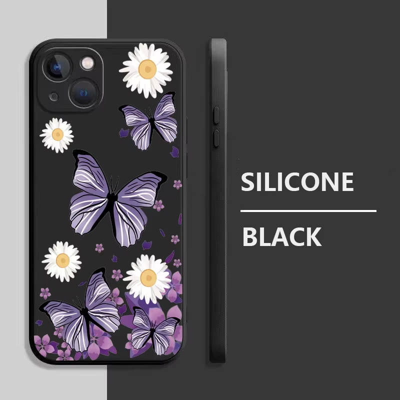 Funda de silicona cuadrada con mariposas púrpuras para iPhone, funda suave a prueba de golpes para iPhone 15, 14, 13, 12, 11 Pro Max, XS, X, XR, 7, 8 Plus, 15 - imagen 4