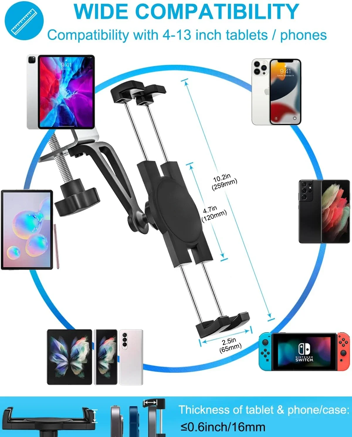 Soporte Metálico Ajustable para Tablet y Móvil 4-13 Pulgadas - imagen 3