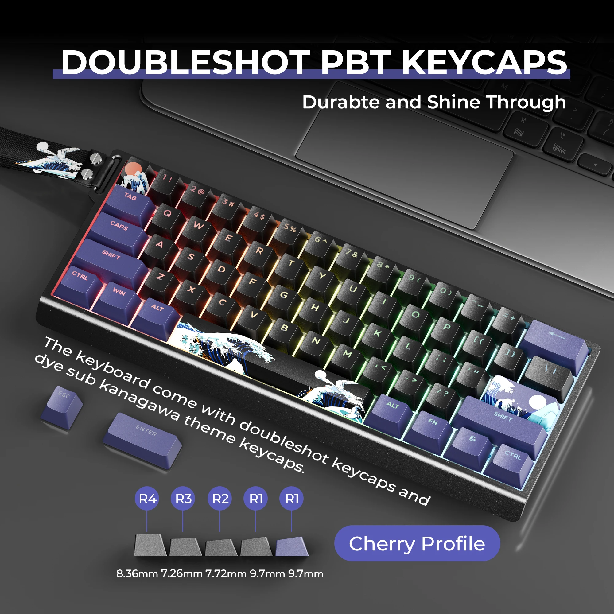 XVX H61 Kanagawa CNC aluminio 60% Teclado mecánico con cable interruptores de intercambio en caliente RGB completo con teclas PBT - imagen 4