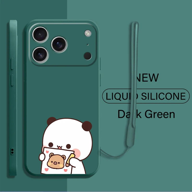 Funda de teléfono suave para Apple iPhone XS 17 Air 16e 11 12 13 Pro Max XR 7 8 16 14 15 Plus dibujos animados pareja oso - imagen 2