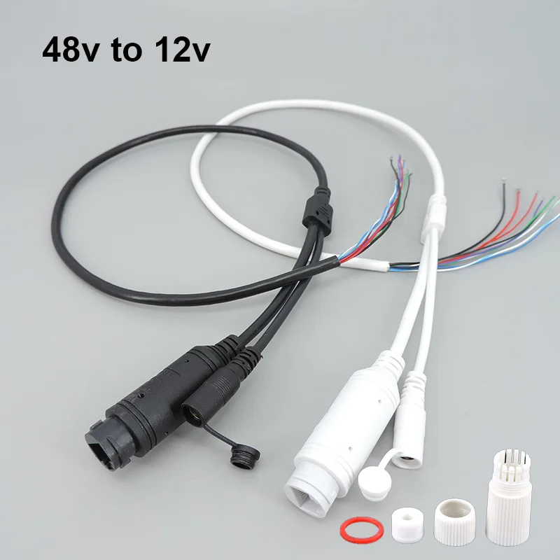 9 pin core 48V to 12V PoE network power Cable DC Audio IP Camera RJ45 split wire waterproof cover PoE module For CCTV IP Camera - imagen 3
