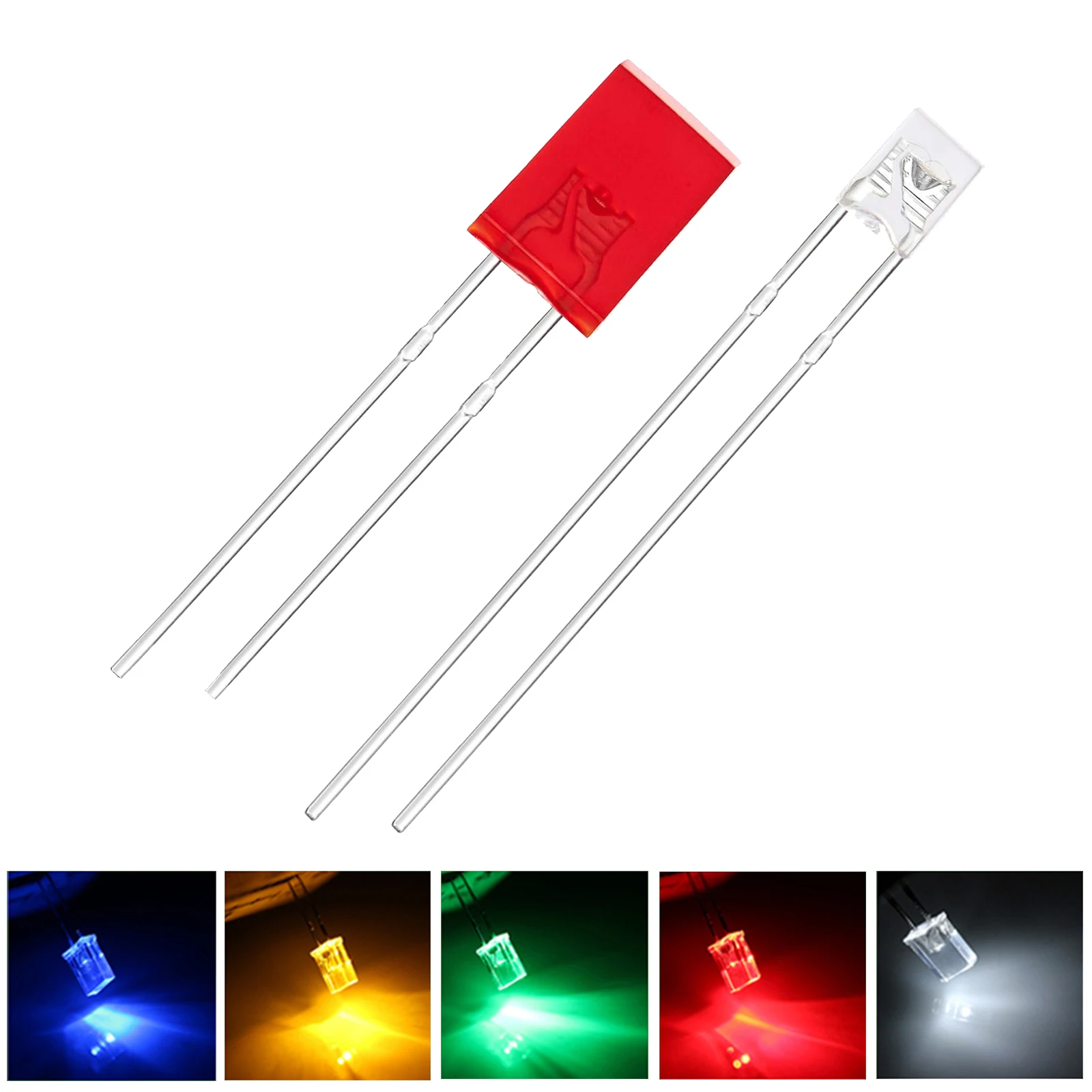 Diodos LED cuadrados en distintos colores y tamaños
