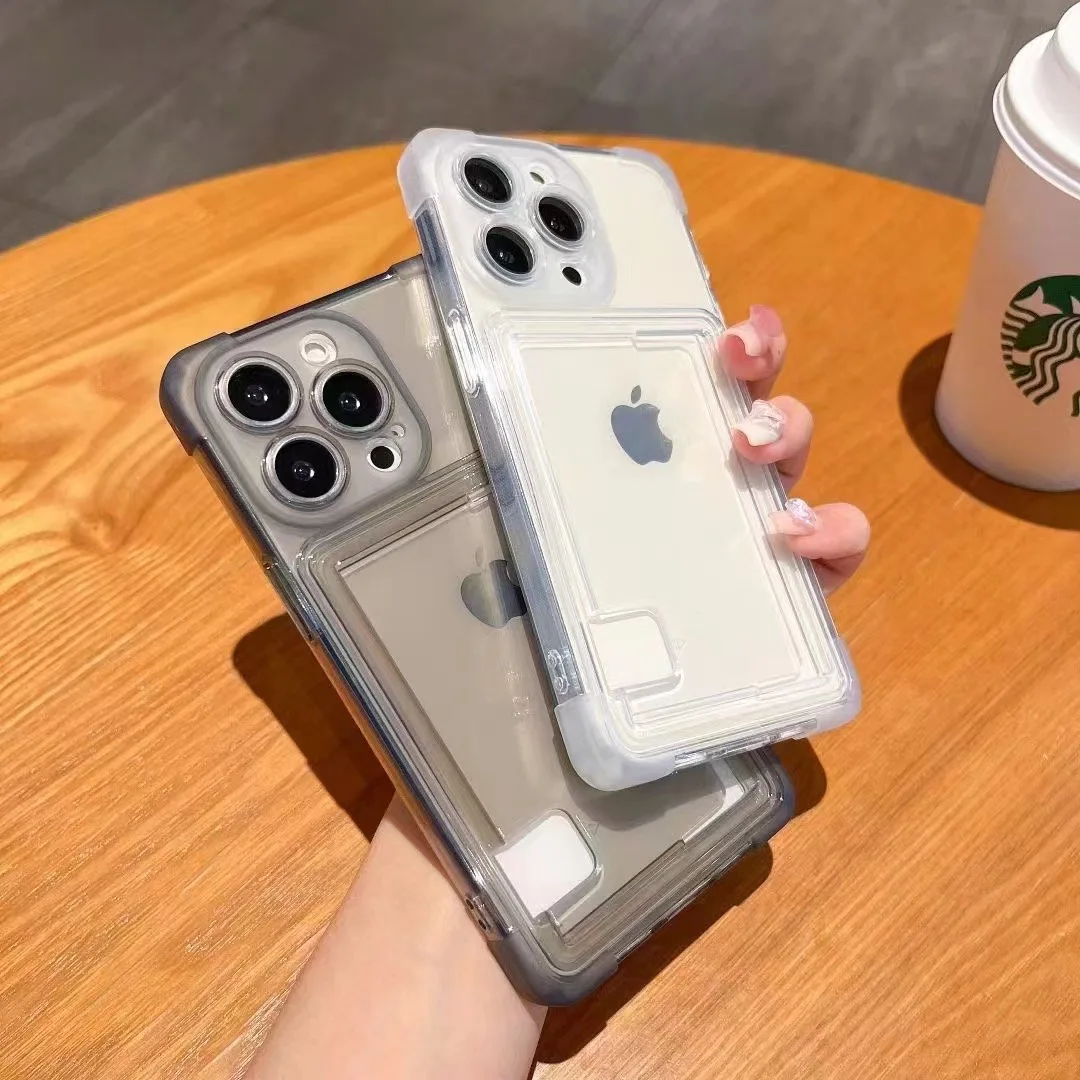 Funda de teléfono con tarjetero para iPhone 16 Pro Max 11 15 14 13 12 13pro 15pro 14 promax, Fundas de silicona con ranura para tarjetas a prueba de golpes - imagen 4