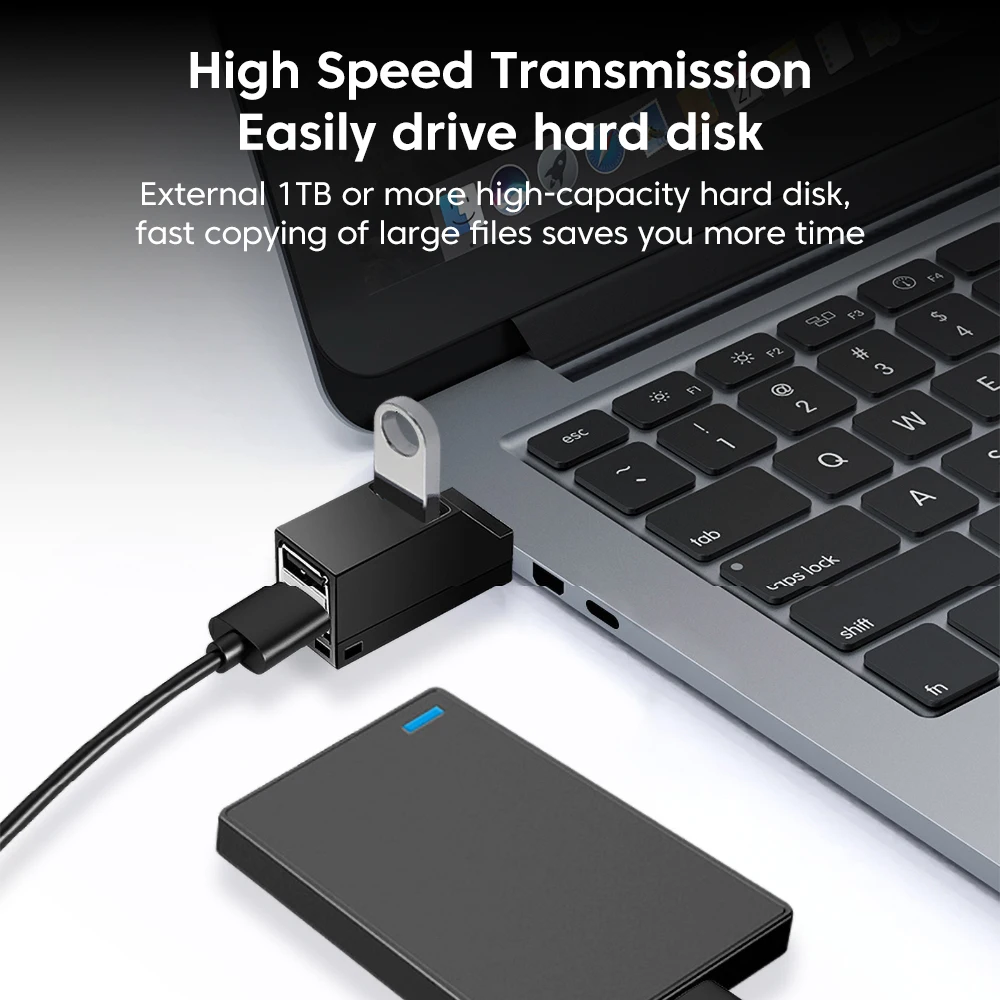 Adaptador extensor de concentrador USB 3,0, divisor USB Hub2.0 multipuerto tipo C, concentrador de transferencia de datos de alta velocidad para PC, portátil, lector de tarjetas de disco U - imagen 5